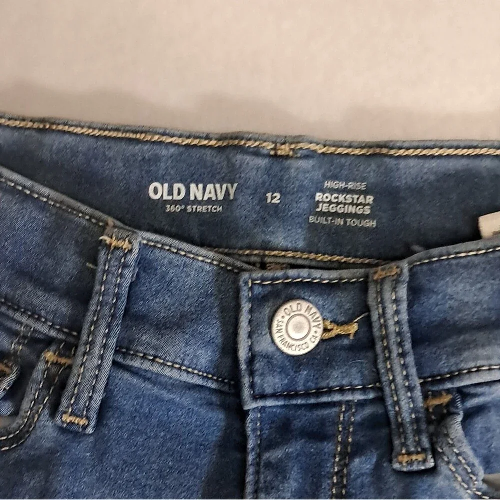 Old Navy Rockstar Jeggings Girls 12 High Rise Stretch Blue Slim Denim Jeans